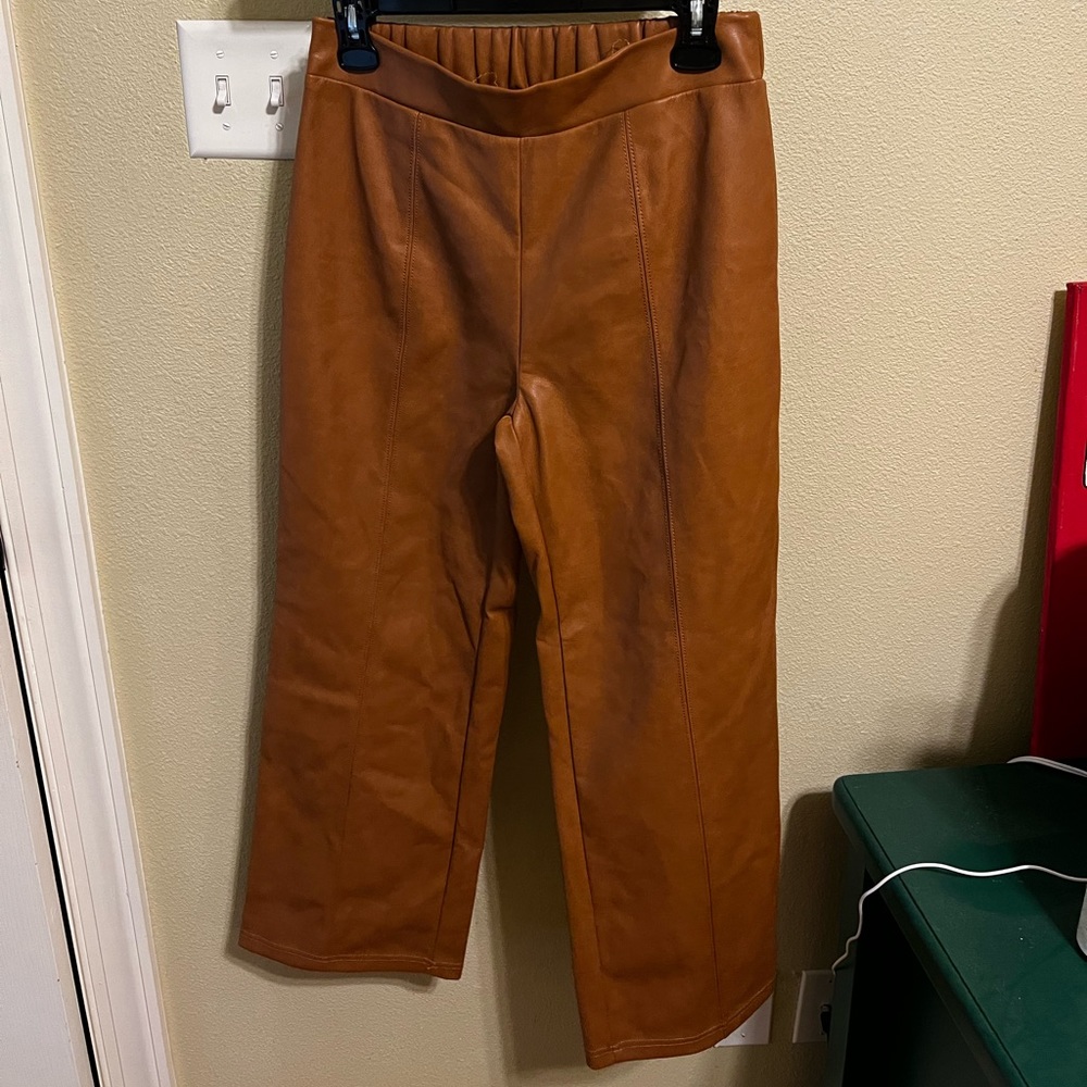 Wide Leg Leather Pants